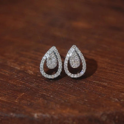 Huitan Waterdrop Stud Earrings Trendy Cubic Zirconia Women Jewelry