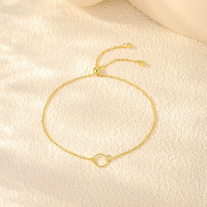 Silver Geometric Circle Adjustable Chain Bracelet for Women