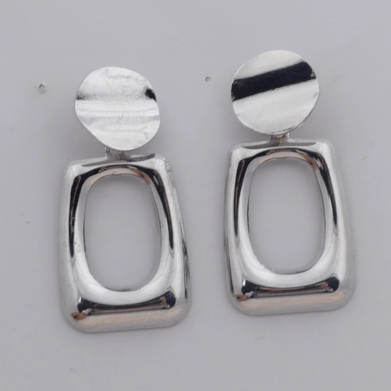 Round Hollow Out Square Oval Drop Earrings Women Jewelry