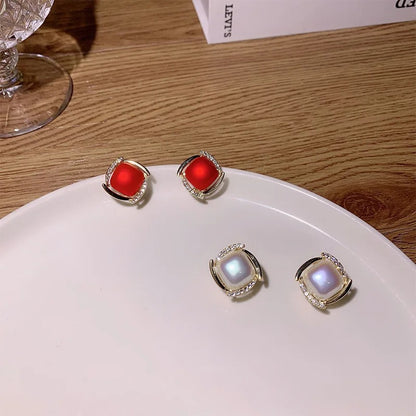 925 Silver Pearl Stud Earrings Korean Vintage Women’s Jewelry