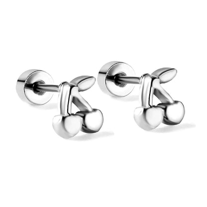 Cute Cherry Casual Women Earrings Gold Plated Stainless Steel Stud Party Jewelry Gifts Waterproof