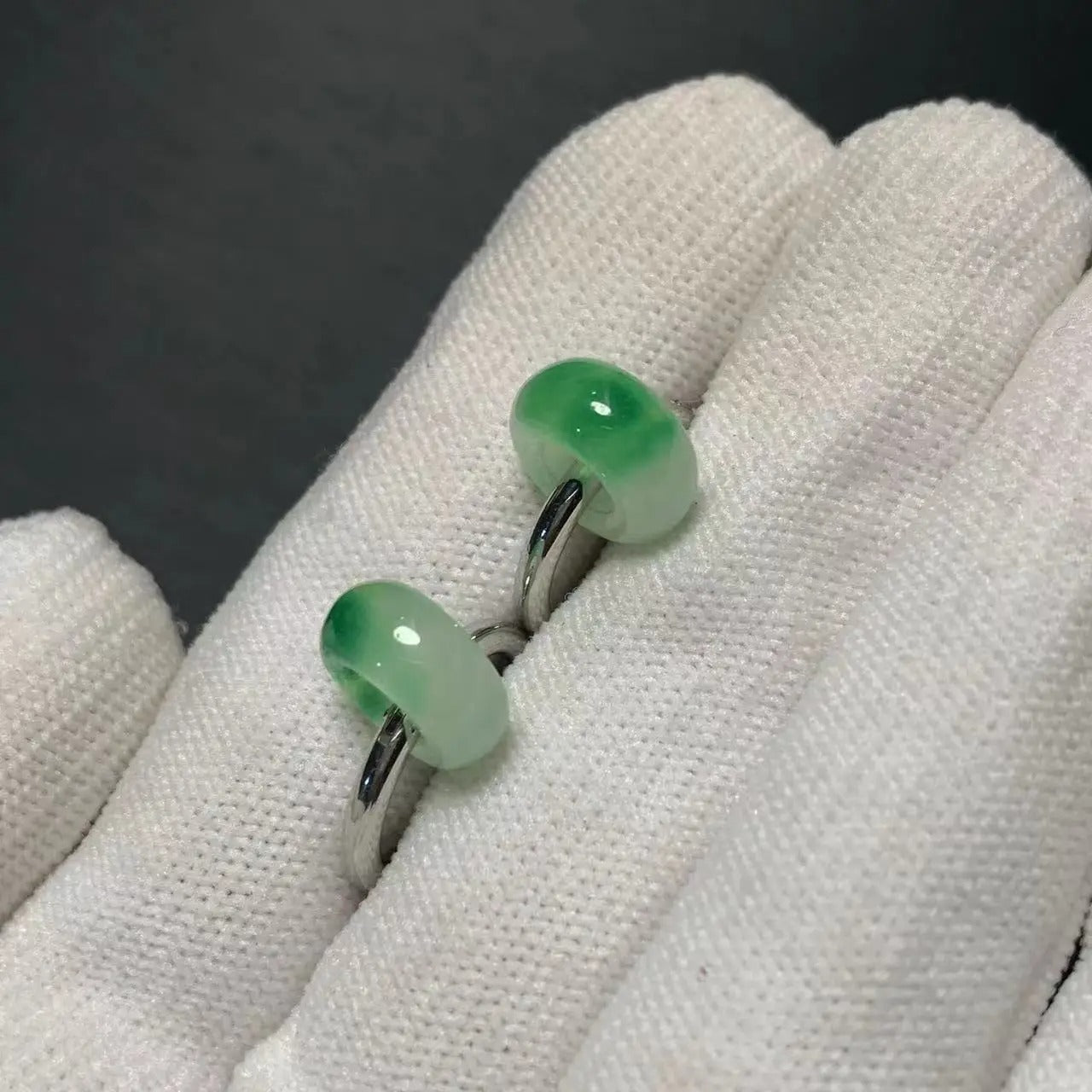 Natural Green Jade Hoop Earrings – Classic Round Gemstone