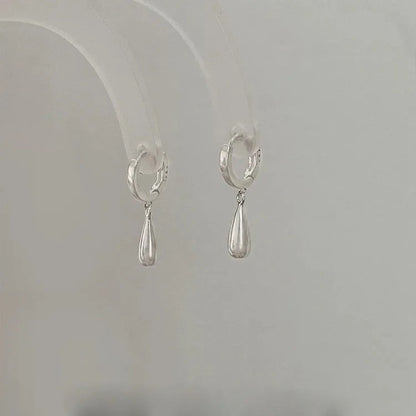 Simple Waterdrop Shape Earrings 925 Silver Women Jewelry