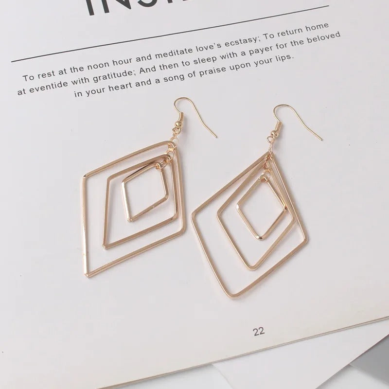 Simple Metal Drop Earrings Geometric Design Trendy Jewelry