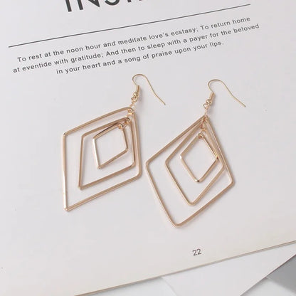 Simple Metal Drop Earrings Geometric Design Trendy Jewelry