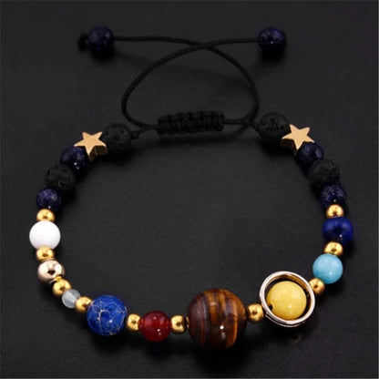Cosmic Galaxy Solar System Bracelet Women Natural Hand-Woven