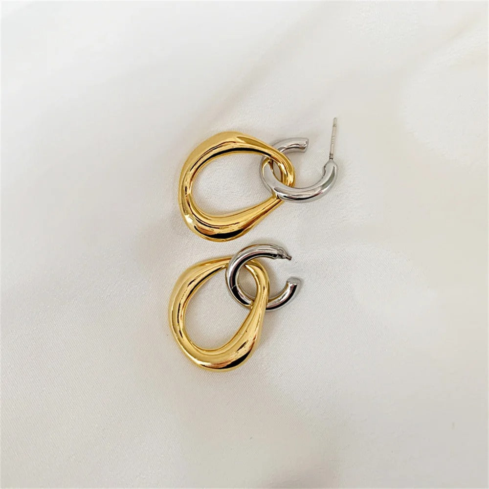 Contrast Color Splicing Earrings Simple Irregular Alloy Drop Earring For Women Fashion Jewelry Women’s Gift Accessories
