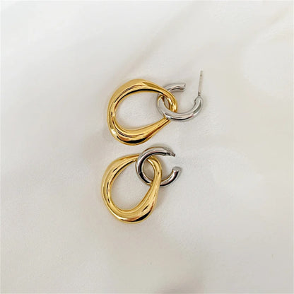 Contrast Color Splicing Earrings Simple Irregular Alloy Drop Earring For Women Fashion Jewelry Women’s Gift Accessories