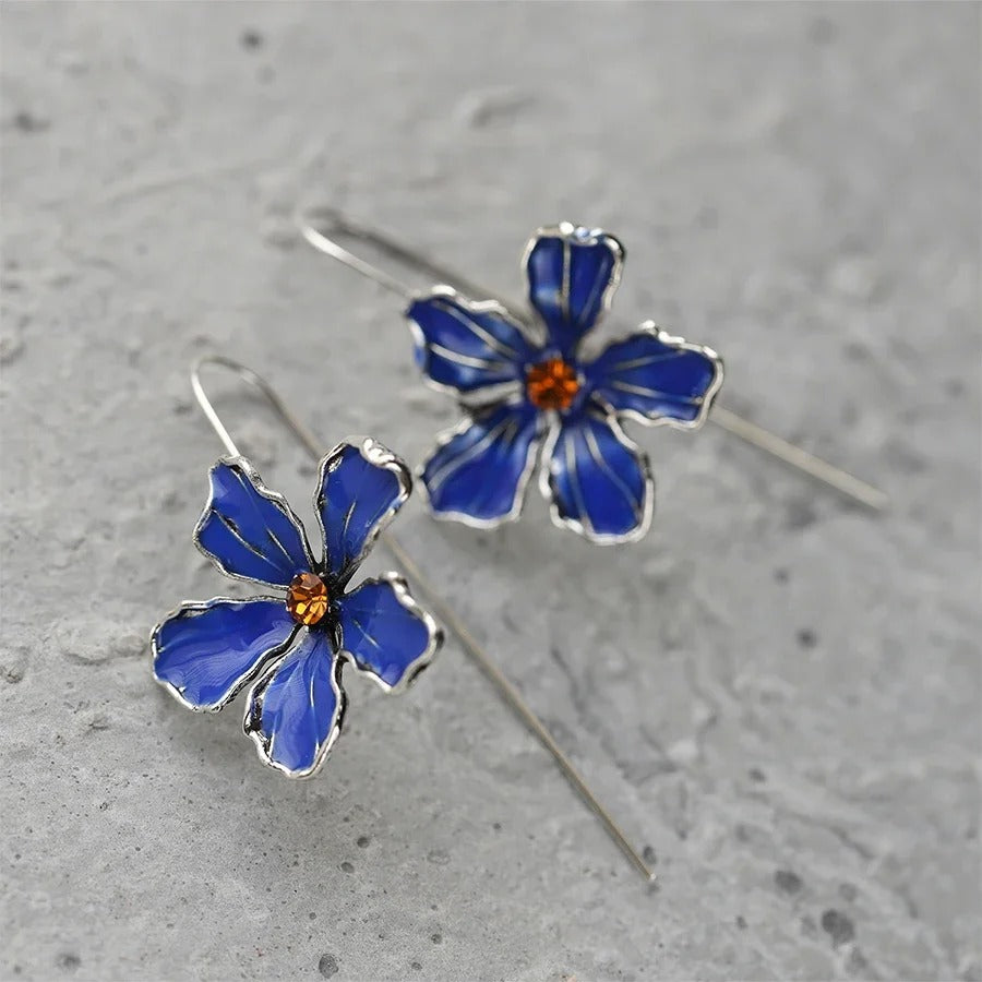Blue Oil Drop Long Hook Earrings for Women