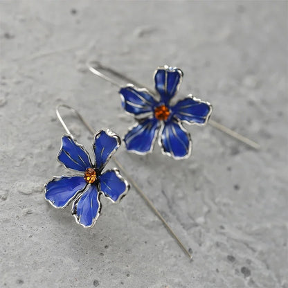 Blue Oil Drop Long Hook Earrings for Women