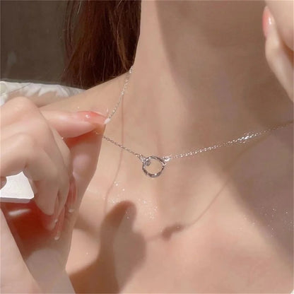 Silver Color Möbius Strip Pendant Necklace Irregular Ring Necklace For Women INS Fashion Jewelry Accessories
