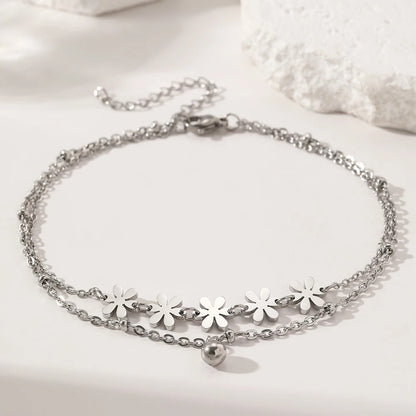 Stainless Steel Flower Ball Anklet Chic Party Jewelry for Women