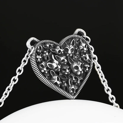 2025 New More Cat Heart Pendant Necklace Fashion Metal Glass Face Fine Chain Jewelry Man Women Couple Gift Accessories