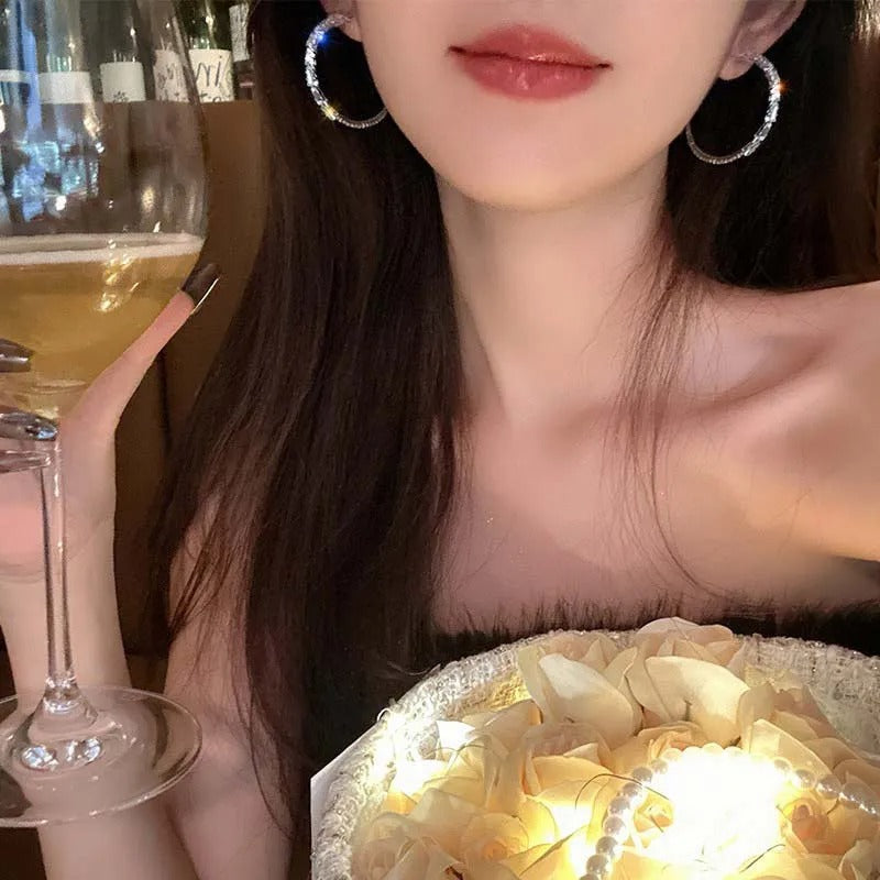 Women’s Exaggerated Circle Earrings Shiny Wedding Jewelry