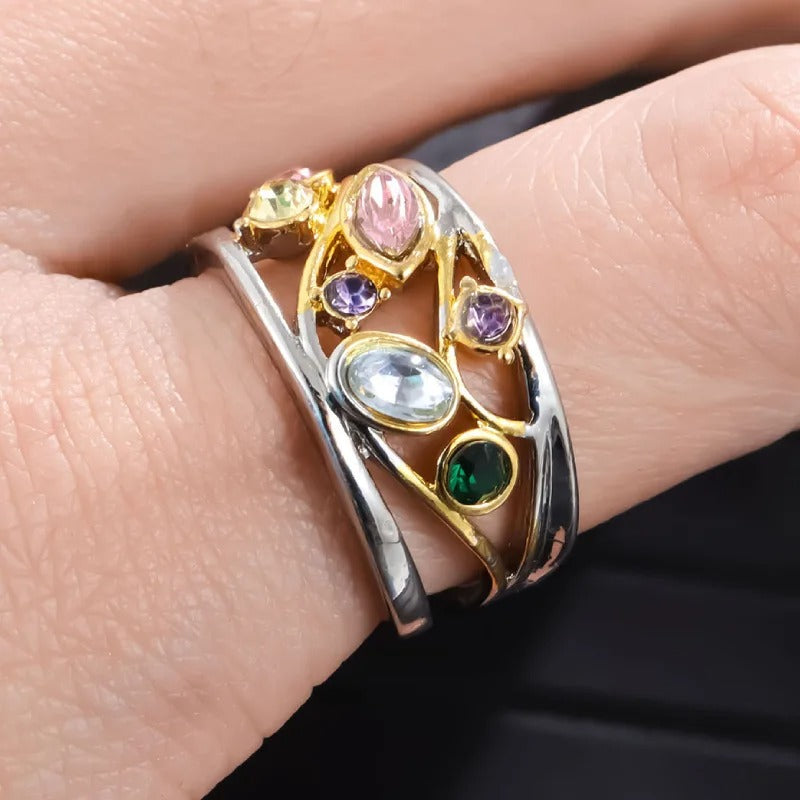 Fashion Women Crystal Quartz Ring For Weight Loss Lymph Drainage Magnetic Therapy Rings HipHop Party Wedding Gift Creative