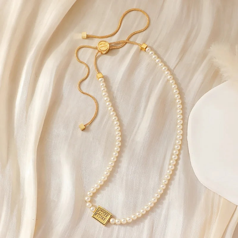 Spring Summer Pearl Necklace Imitation Pearls Clavicle Chain