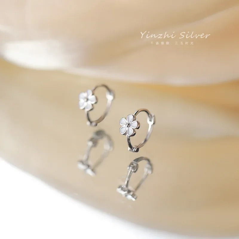 Women’s Silver Flower Earrings Gold Korean Style Fashion Jewelry