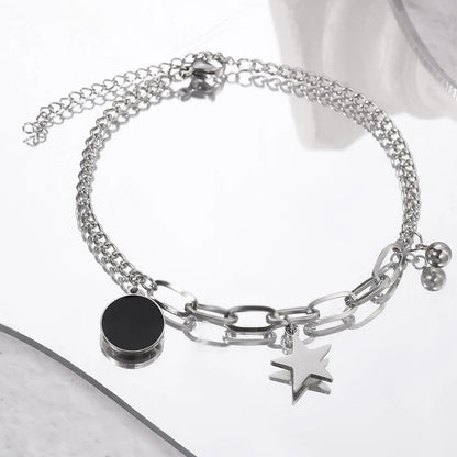 Retro Star Paperclip Bracelet Stainless Steel Black Luxury Jewelry