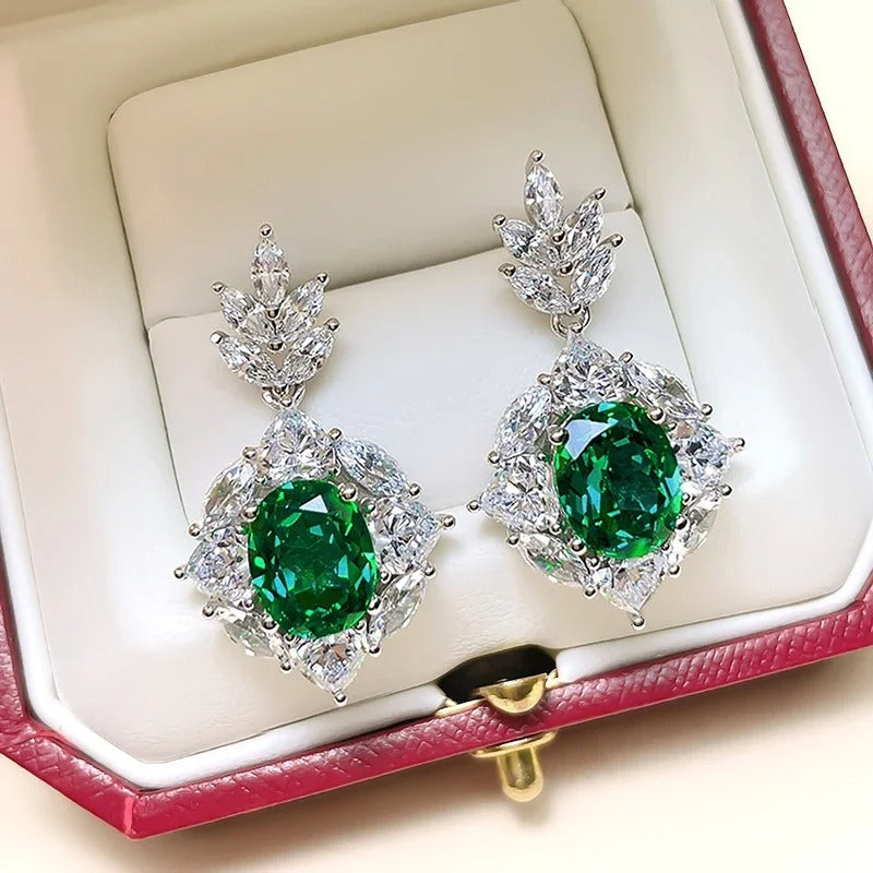 Green Cubic Zirconia Drop Earrings for Women