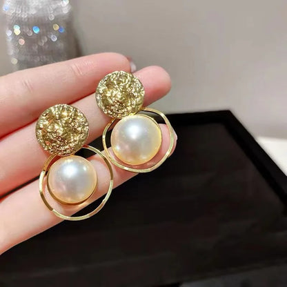 Luxury Big Round Pearl Drop Earrings for Women Gift