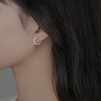 Sterling Silver Pearl Hoop Earrings for Women Classic Fine Jewelry Minimalist Accessories