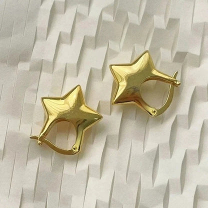 Minimalist Small Star Hoop Earrings For Women Gold Color Cute Tiny Ear Buckle Female Daily Party Jewelry
