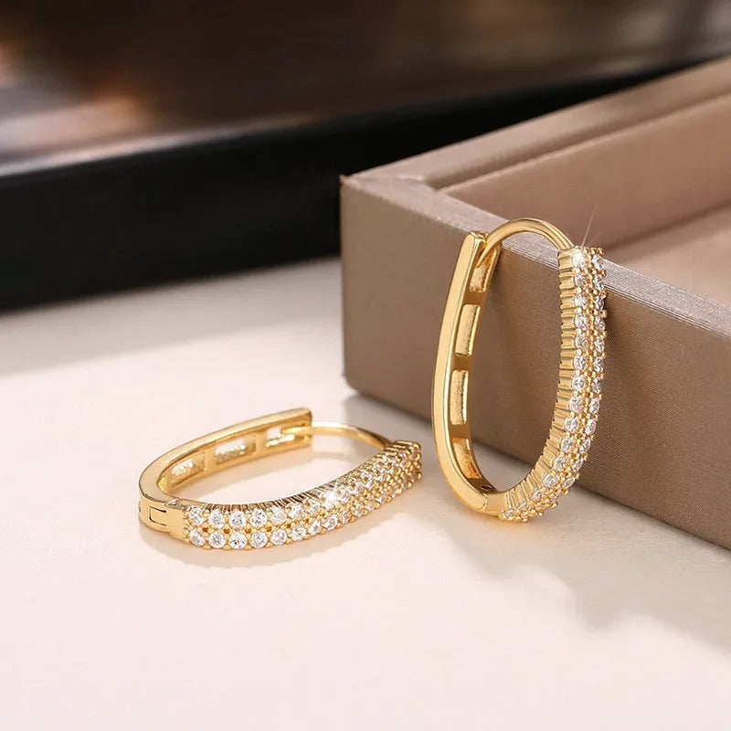 925 Sterling Silver CZ Hoop Earrings Women Luxury Wedding Jewelry