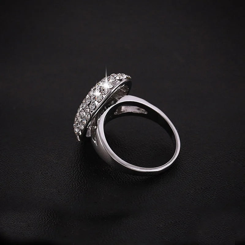 Silver Color Twilight Breaking Dawn  Engagement Wedding Ring Gorgeous Rhinestone Inlay Women Rings Jewelry