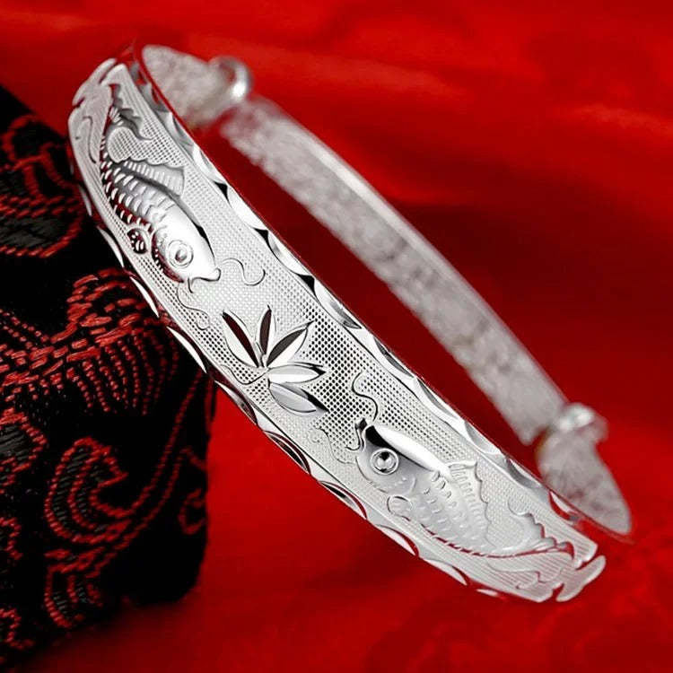 Luxury 925 Sterling Silver Pisces Lotus Bracelet for Women