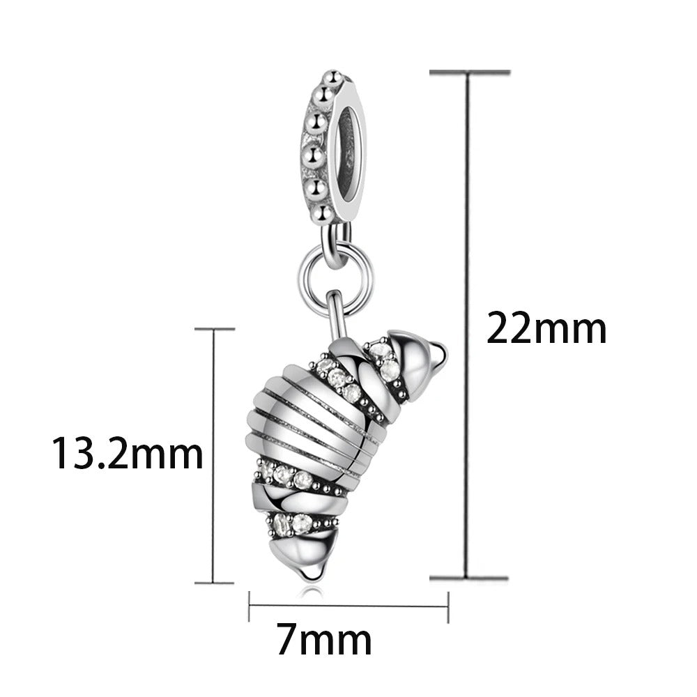 Pan Charms Original Croissant Dangle Charm Bracelet Pendant Jewelry