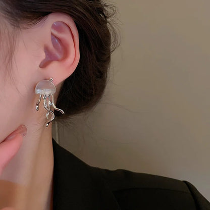 Octopus Deep-Sea Jellyfish Elves Stud Earrings for Women New Mini Star Transparent Crystal Earrings Jewelry Gifts