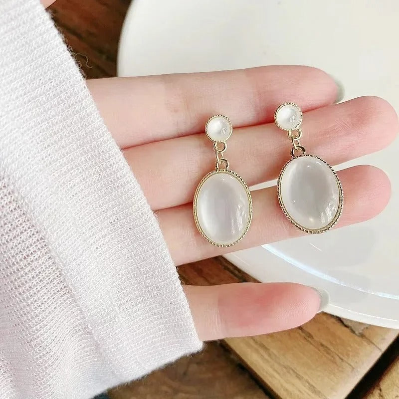 Opal Water Drop Irregular Dangle Earrings for Women Simple Jewelry