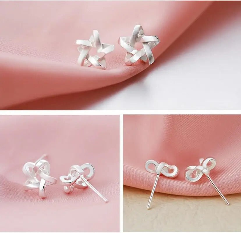Fashion Sterling Silver Jewelry Weave Star Stud Earrings For Women