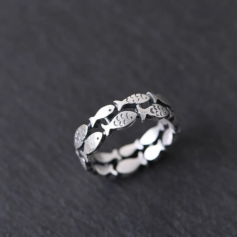 925 Sterling Silver Bilayer Fish Adjustable Rings For Women Wedding Luxury Quality Jewelry Cheap Things