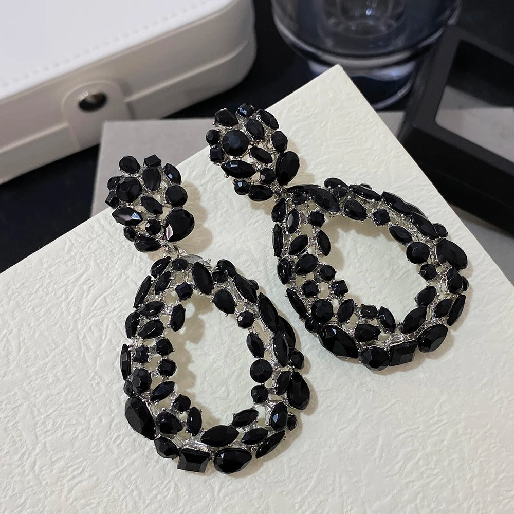 Exaggerated Droplet Shape Full Rhinestone Drop Earrings For Women Luxury Wedding Big Earring Charms Jewelry 2025