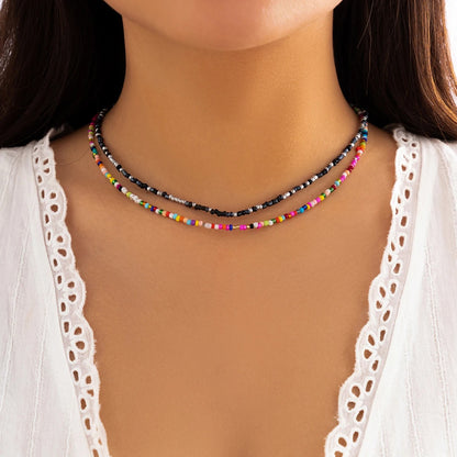 Boho Acrylic Seed Beads Necklace Handmade Jewelry for Women