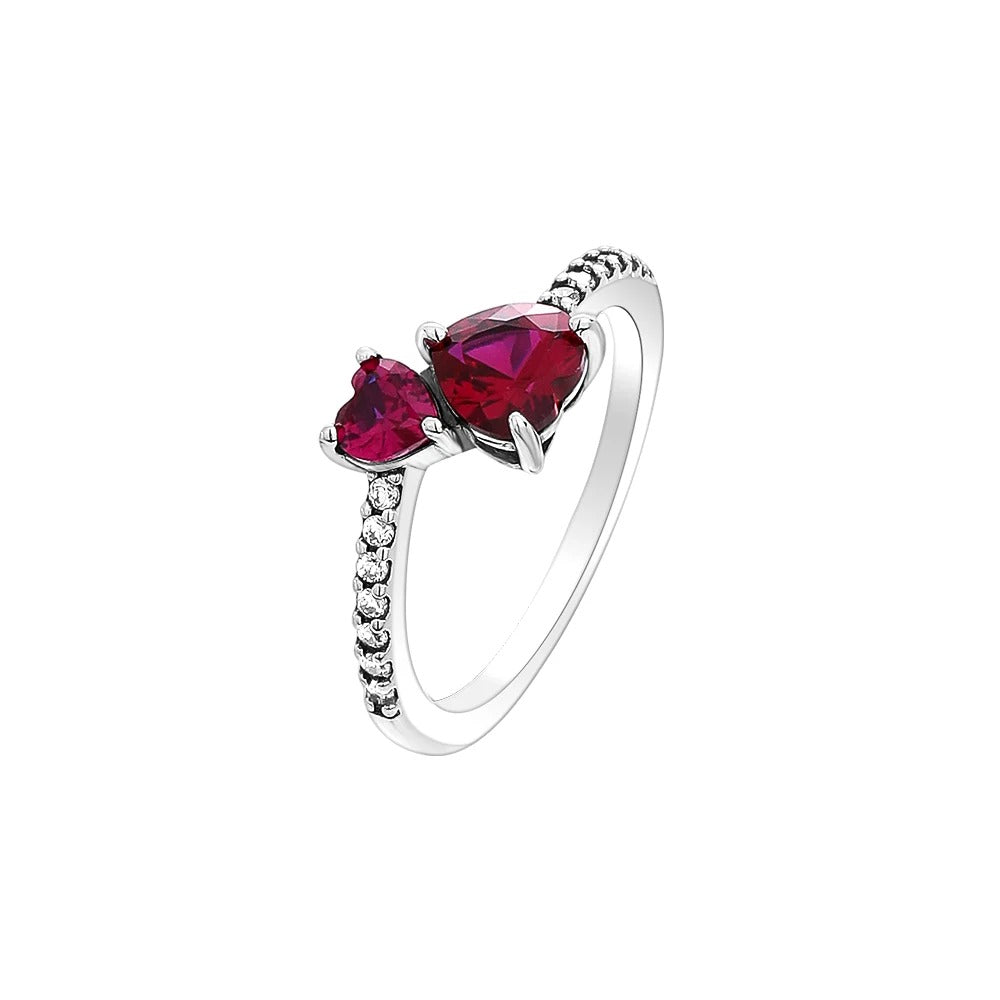 Valentine's Day Gift Red Heart Silver Elegance Ring For Women Jewelry Rings For Wedding Party