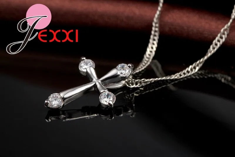 925 Silver Cross Pendant Necklace Women’s Jewelry