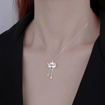 Chinese Style Lotus Tassel Necklace for Women