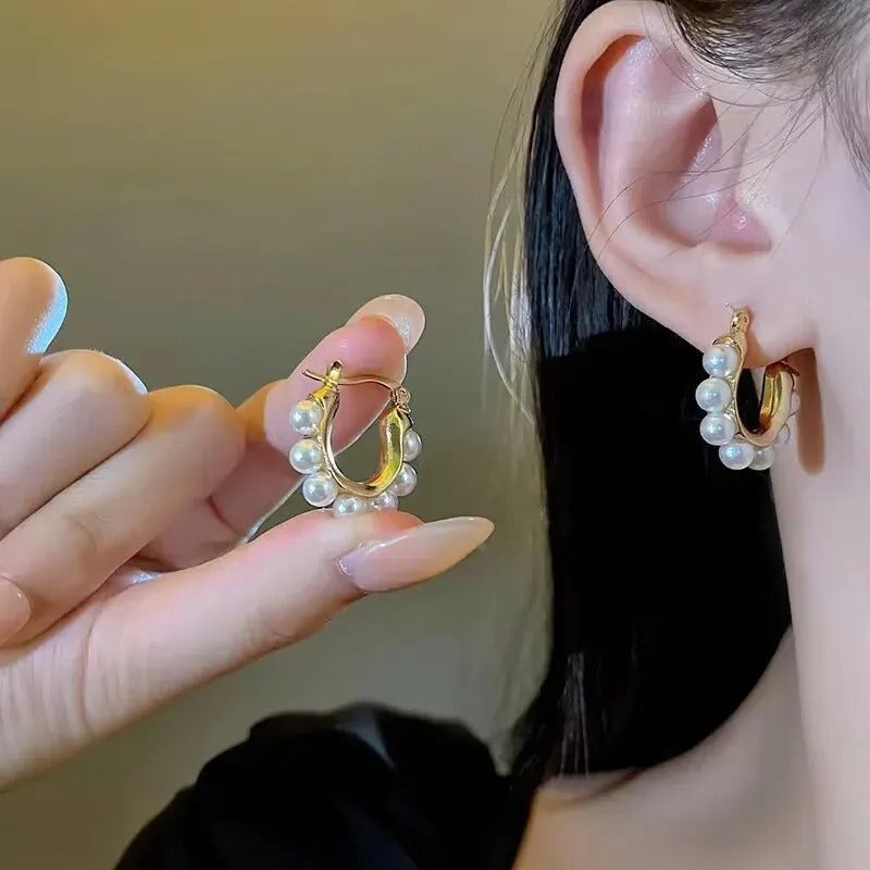 Elegant Gold U-Shaped Hoop Earrings Wedding Party Women Gift