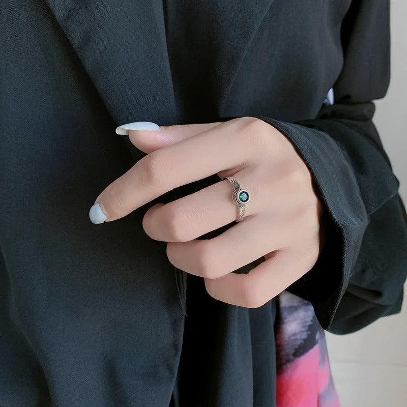 Sterling Silver Green Zircon Ring for Women Wedding Jewelry