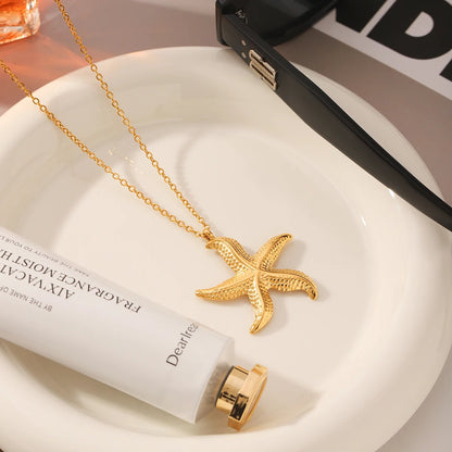 2025 New in Female Cute Starfish Pendant Necklace For Woman Link Chain Choker 18k Gold Plated Stainless Steel Jewelry Party Gift