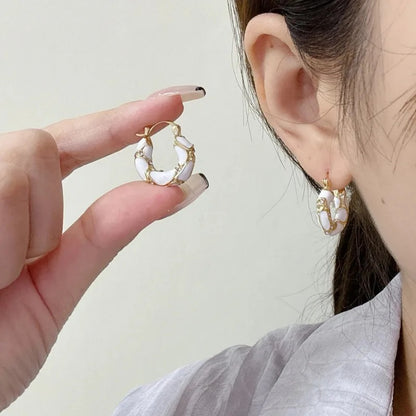 Stainless Steel Hoop Earrings for Women Girls Trendy Enamel Jewelry Gift