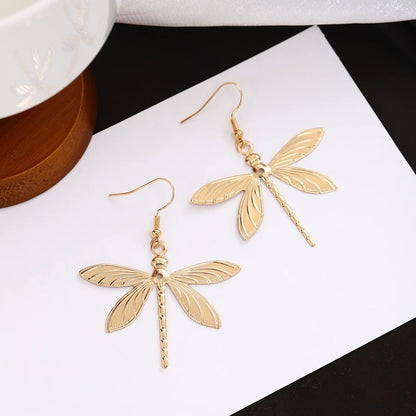 Trendy Minimalist Dragonfly Earrings Women Piercing Dangle Jewelry