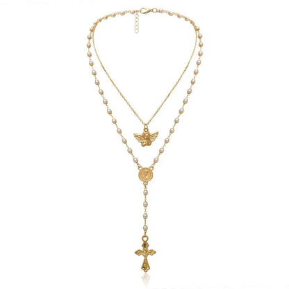 Rosary Coin Catholic Chokers Long Tassel Pendant Cross Jewelry Fashion Accessories Clavicle Chain Necklaces