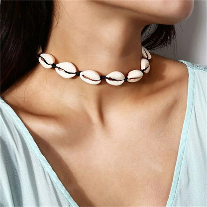 1PC Shell Necklace Braided Handmade Choker Natural Boho Pendant Beach Necklaces For Women