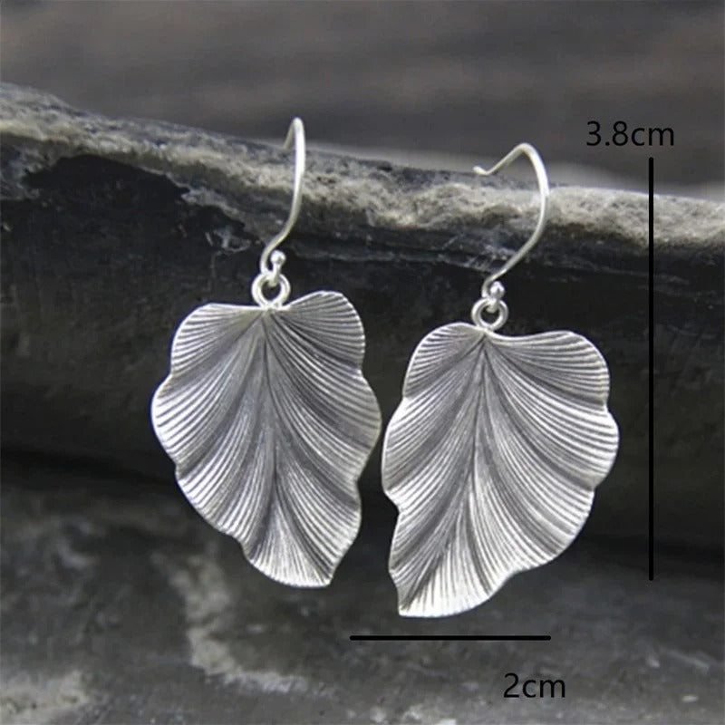 Luxury Flower Geometry Drop Earrings Silver Metal Jewelry Women