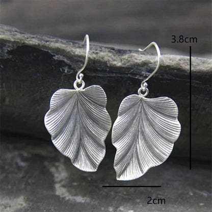 Luxury Flower Geometry Drop Earrings Silver Metal Jewelry Women