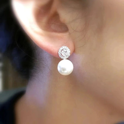 Delicate Pearl Earrings Wedding Bride Elegant Jewelry for Women