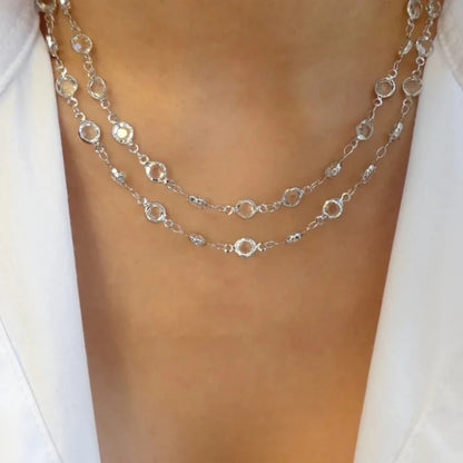 Rainbow Crystal Gemstone Retro Choker Colored Zircon Necklace For Women Simple Clavicle Chain Jewelry Fashion Wear Accessories